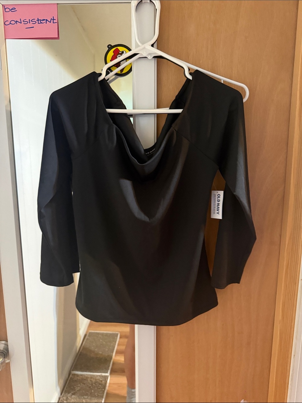 Old Navy Black Draped Cowl Neck Long Sleeve Top